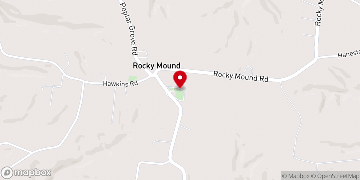 Map showing location of Rocky Mound Missionary Baptist Church