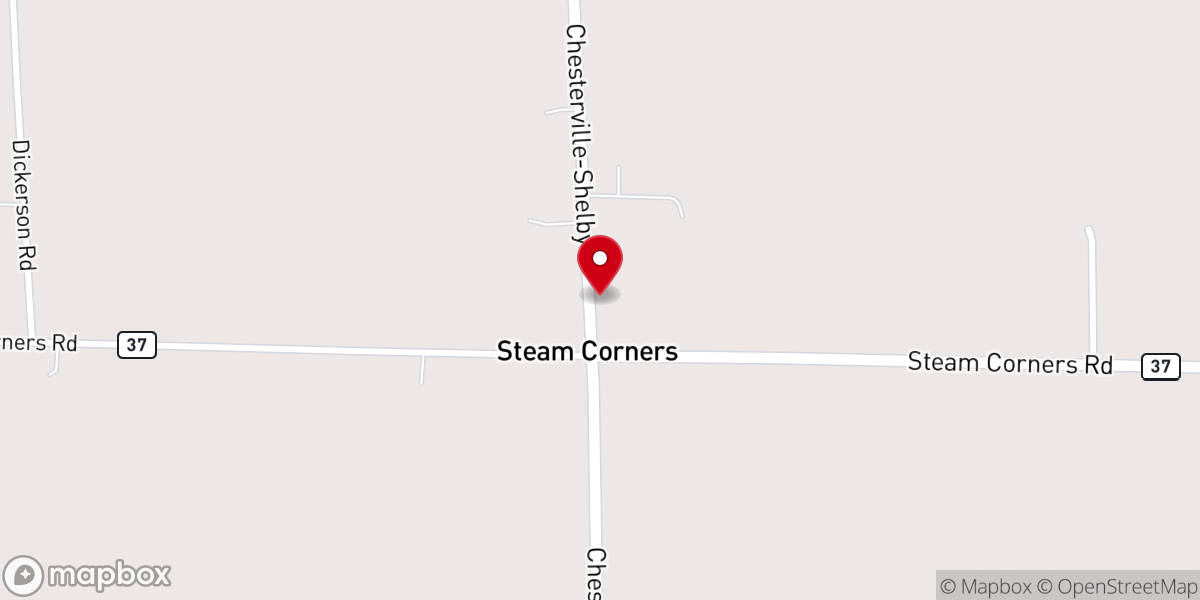 Map showing location of Steam Corners United Methodist Church