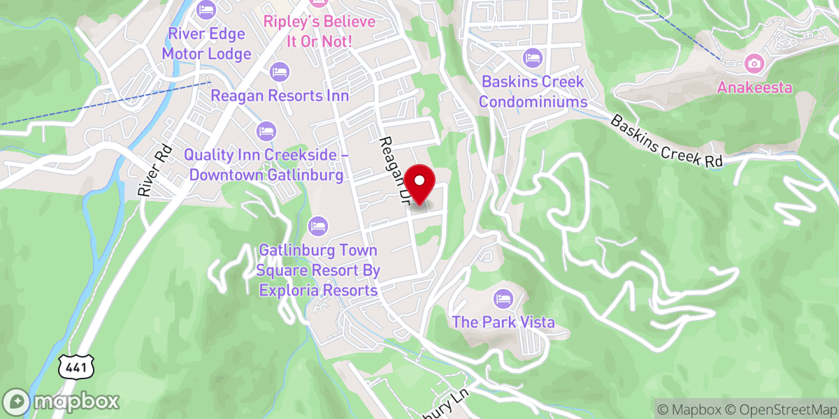 Map showing location of Gatlinburg Church of Christ