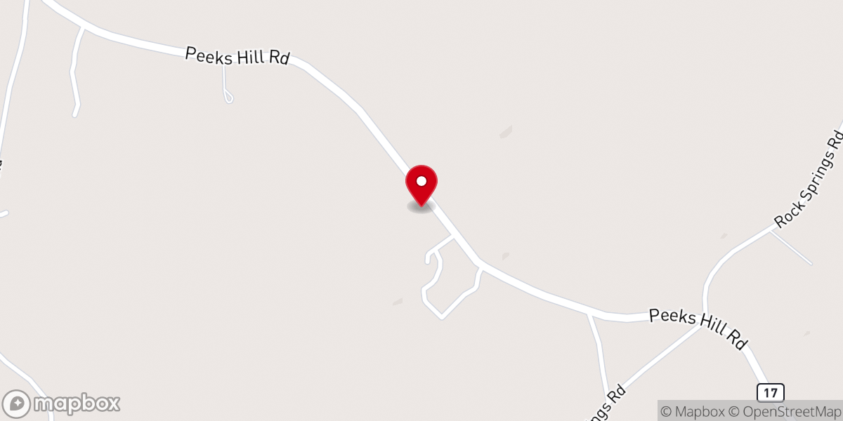 Map showing location of Peeks Hill United Methodist Church