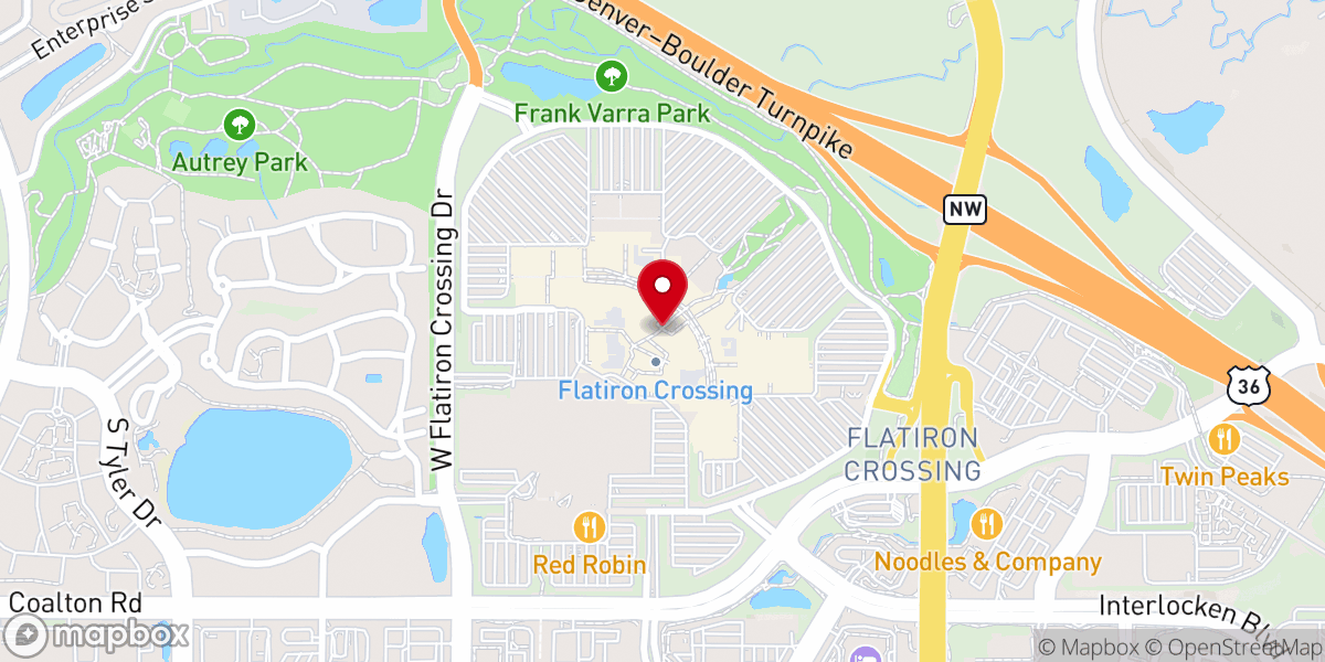 Map showing location of FlatIron Crossing