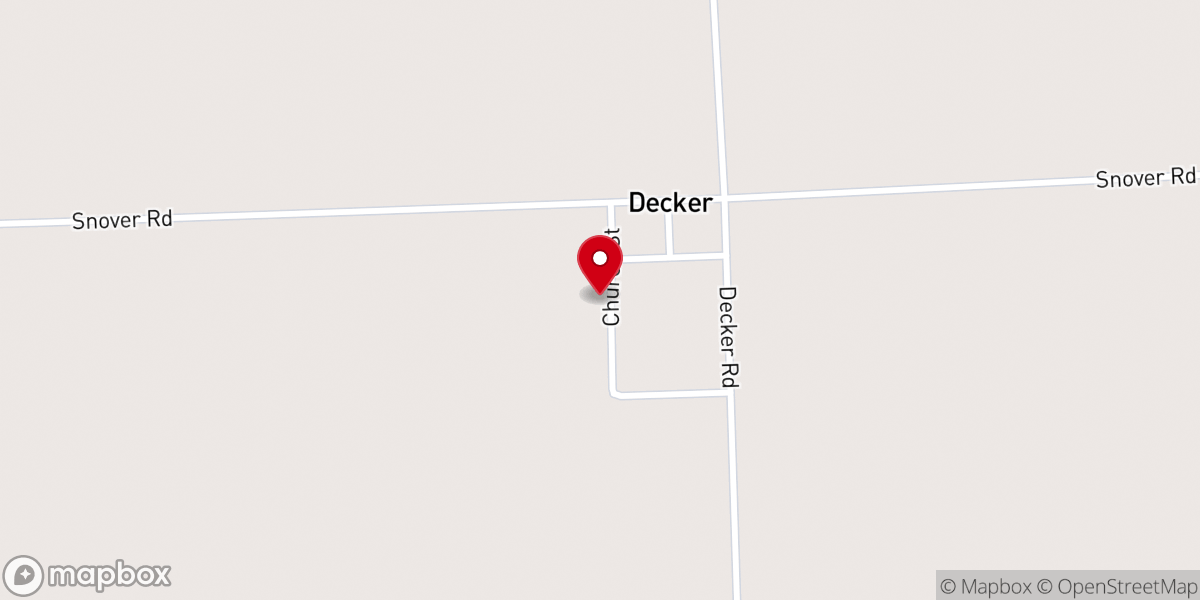Map showing location of Decker United Methodist Church