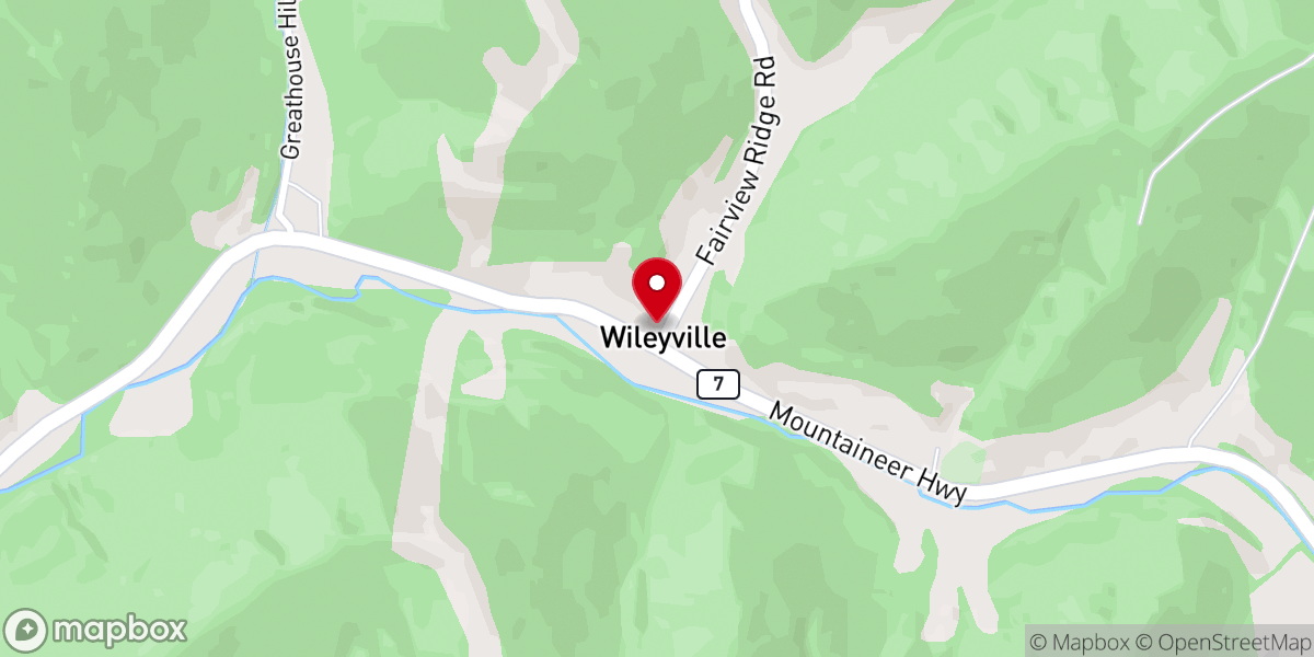 Map showing location of Wileyville Church of Christ