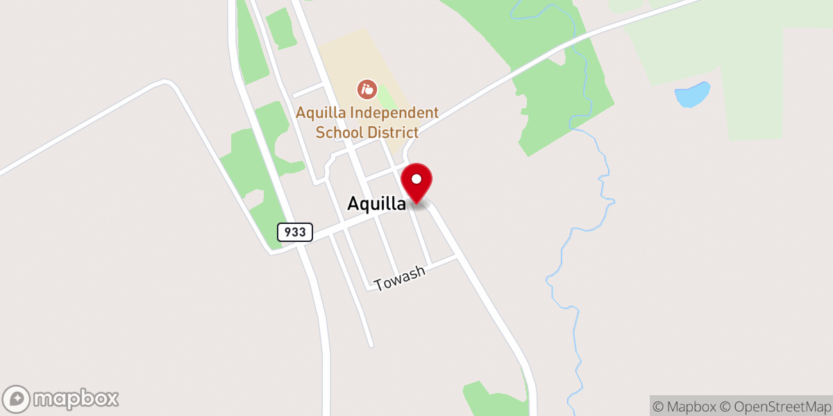 Map showing location of First Baptist Church-Aquilla