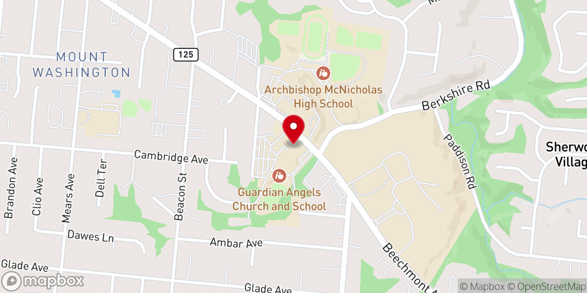 Map showing location of Guardian Angels Catholic Church