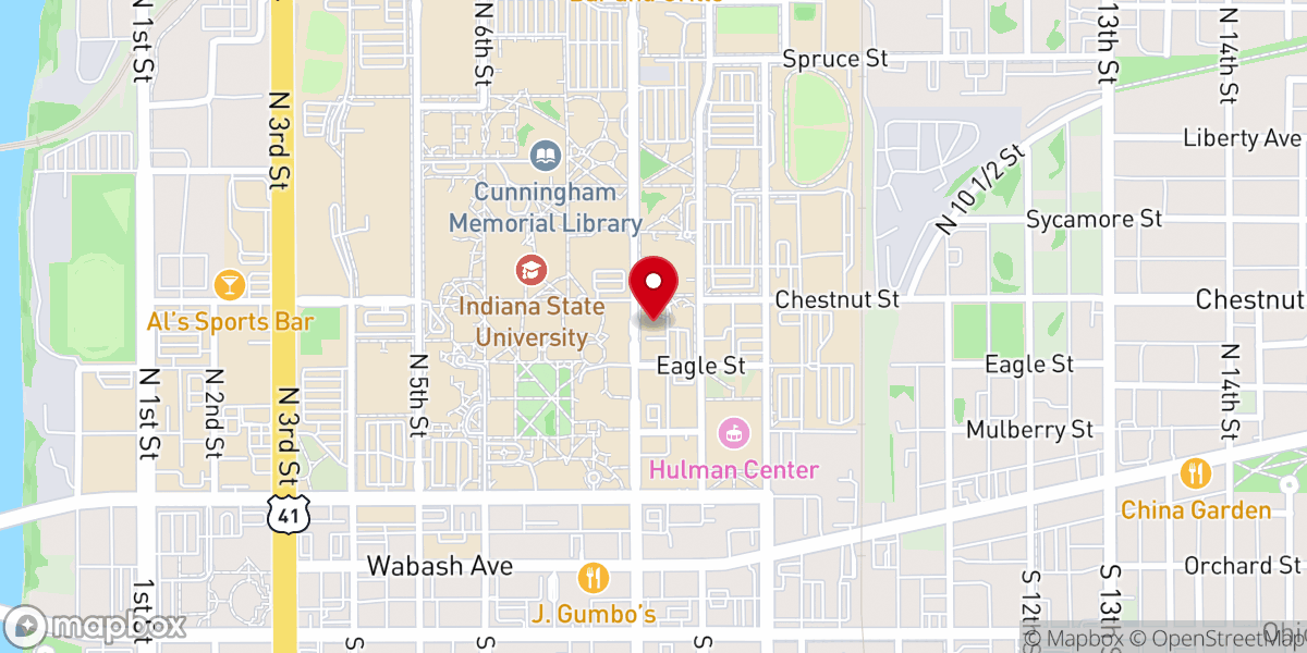 Map showing location of Christian Campus Ministry of Terre Haute Inc