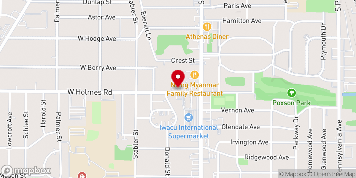 Map showing location of Church of Christ-Holmes Rd