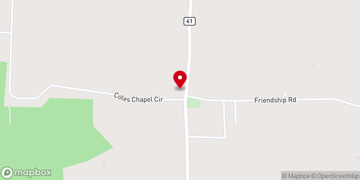 Map showing location of Coles Chapel UMC