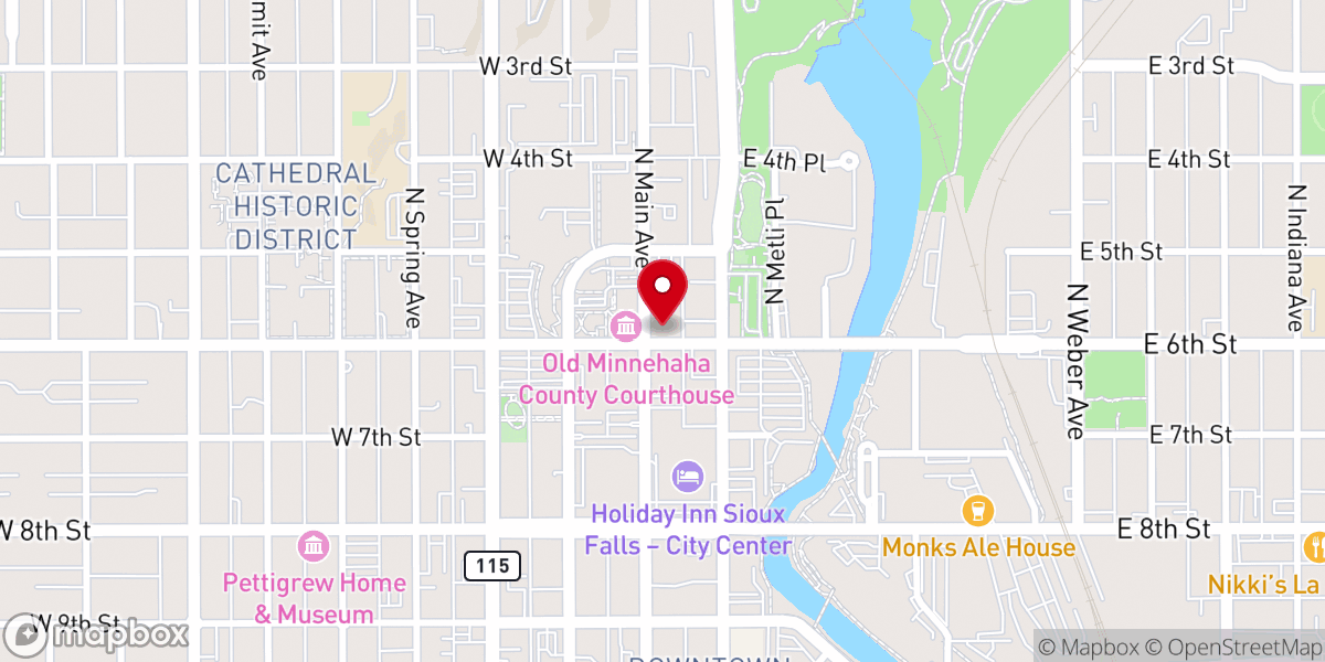 Map showing location of Sioux Falls Vineyard Church