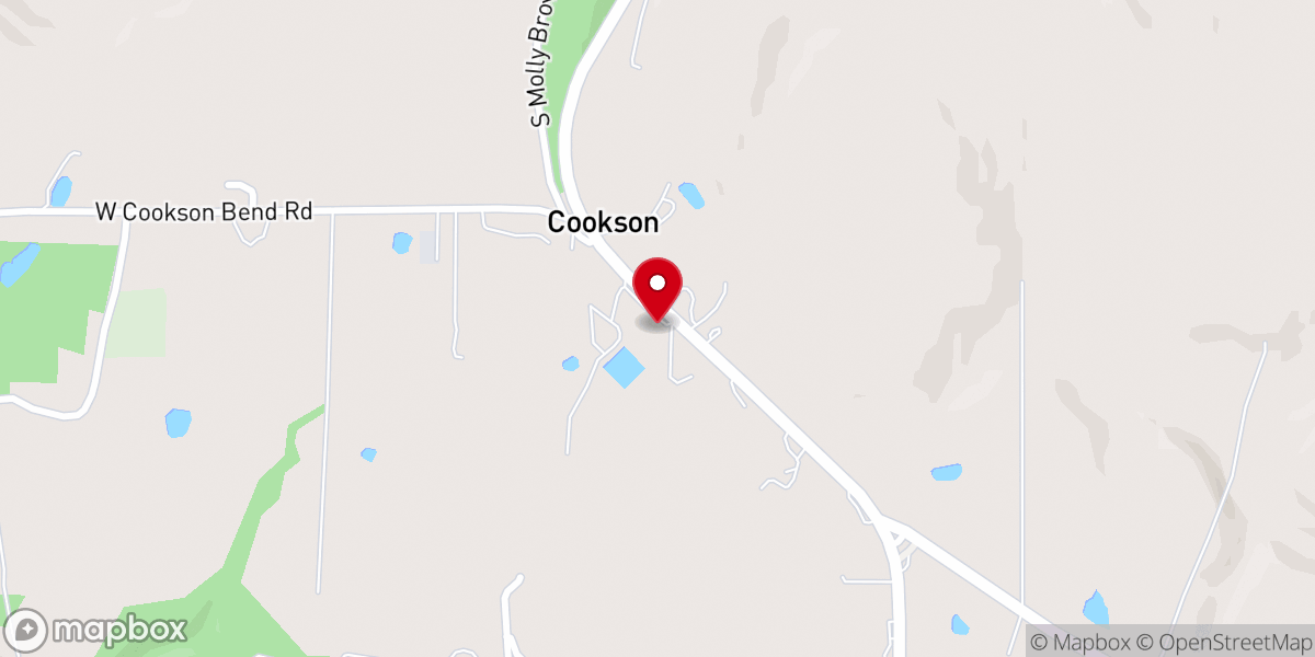 Map showing location of Cookson Hills Center Food Pantry and Nutrition Program
