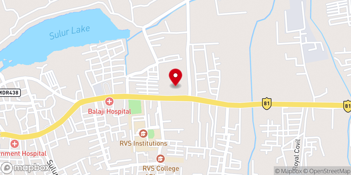 Map showing location of Sagaya Matha Church