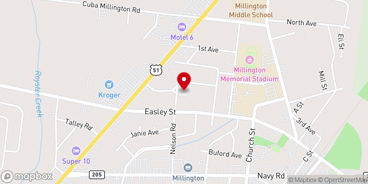 Map showing location of Millington Presbyterian Church