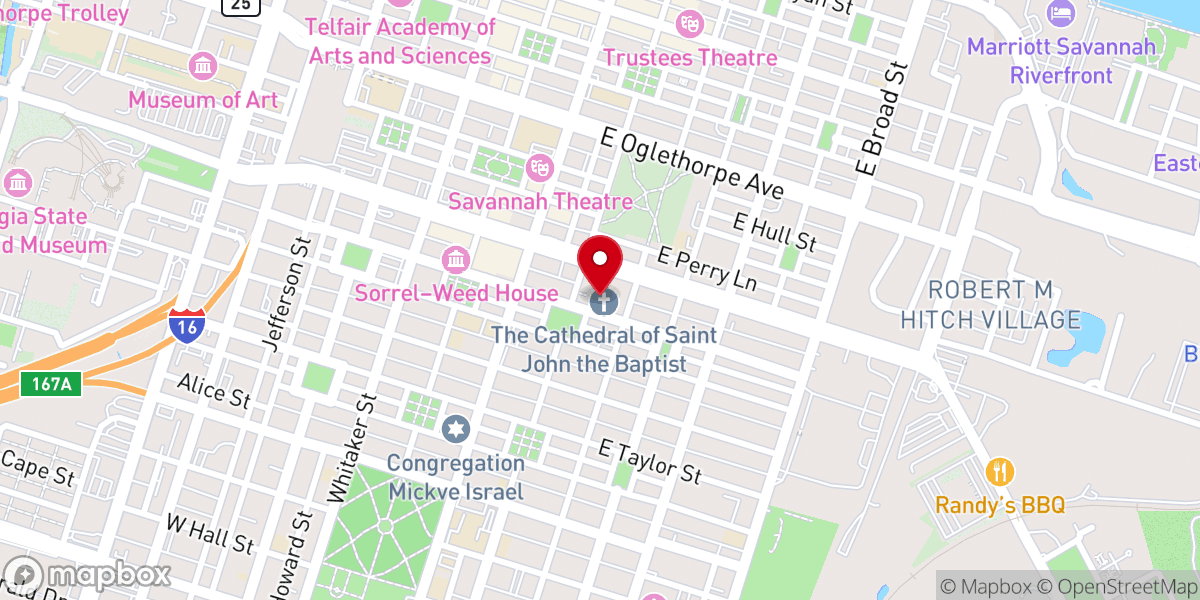 Map showing location of The Cathedral Basilica of St. John the Baptist
