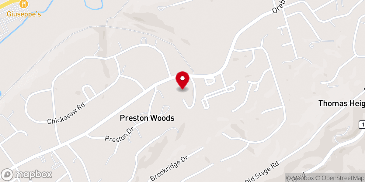 Map showing location of Preston Hills Presbyterian