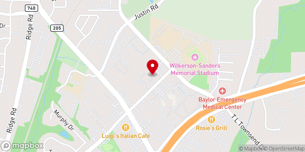 Map showing location of First United Methodist Church of Rockwall