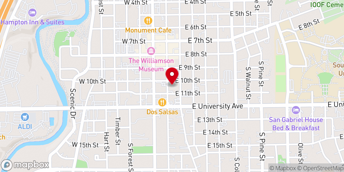 Map showing location of Main Street Baptist Church