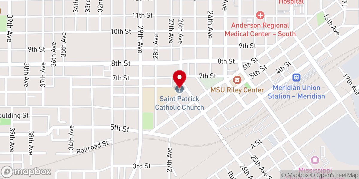 Map showing location of Catholic Community of Meridian