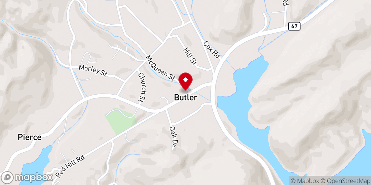 Map showing location of Butler Baptist Church