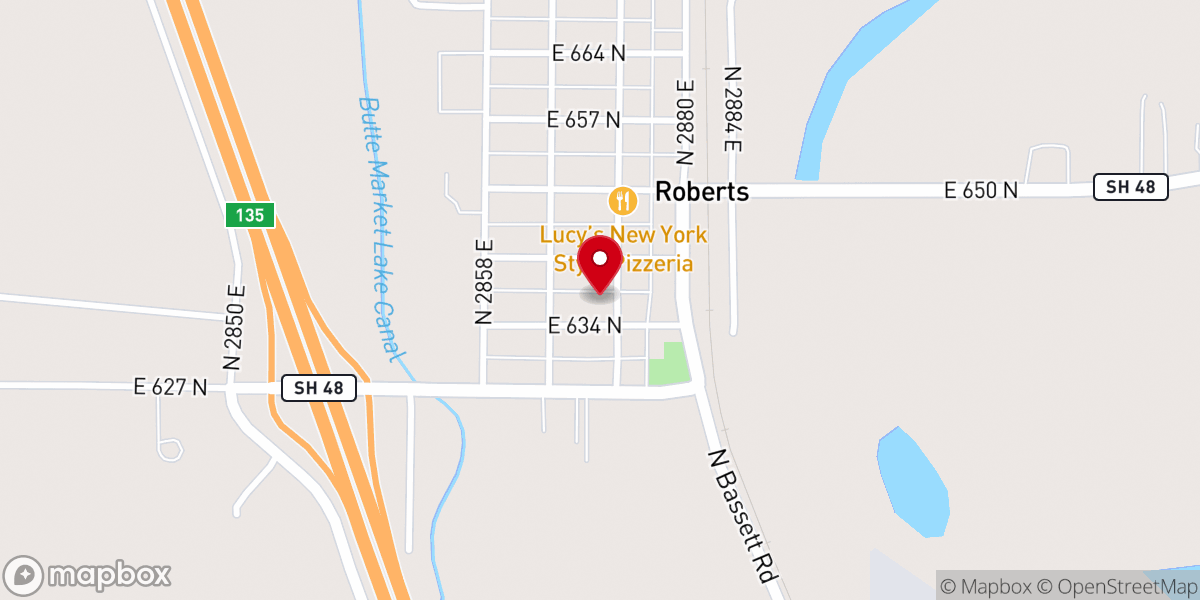Map showing location of Roberts Community Church