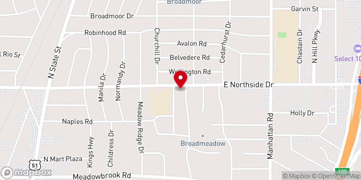Map showing location of Broadmeadow United Methodist Church
