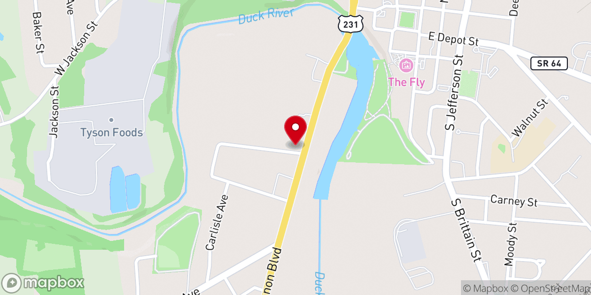 Map showing location of Shelbyville Community Soup Kitchen