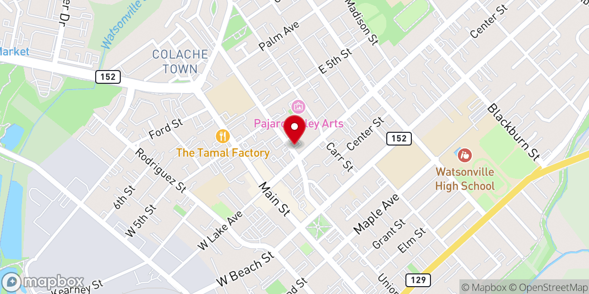 Map showing location of Watsonville Women's Club