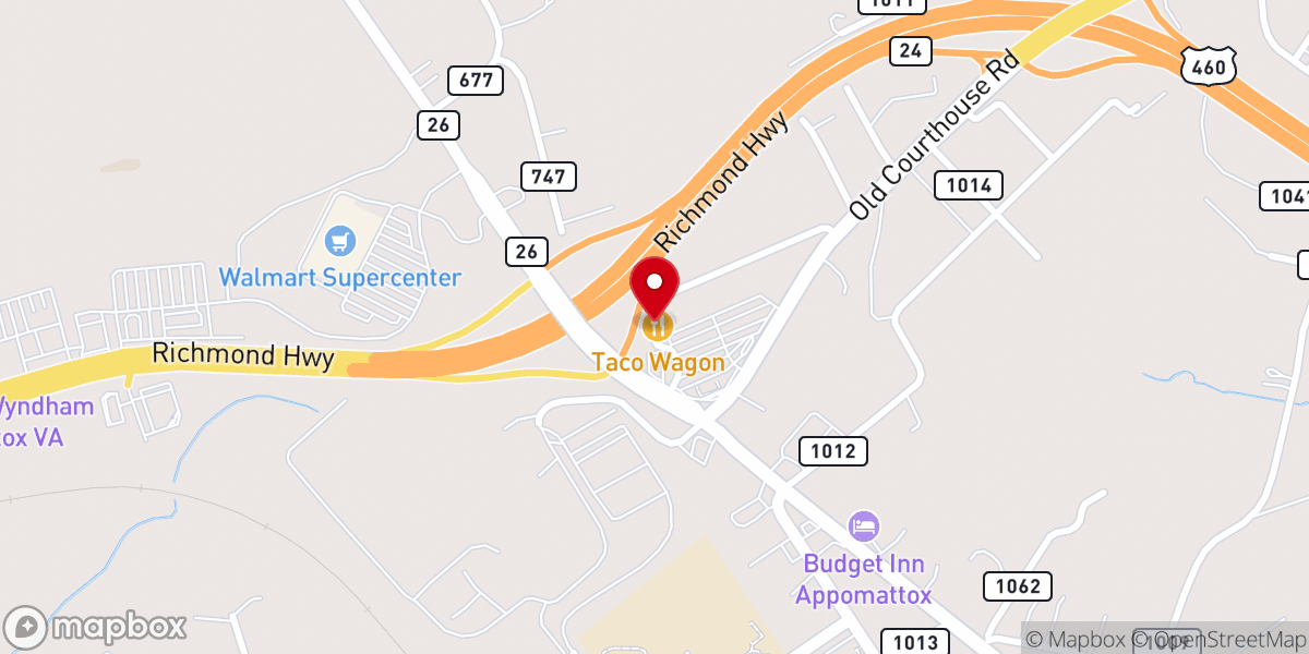 Map showing location of Appomattox United Methodist Church