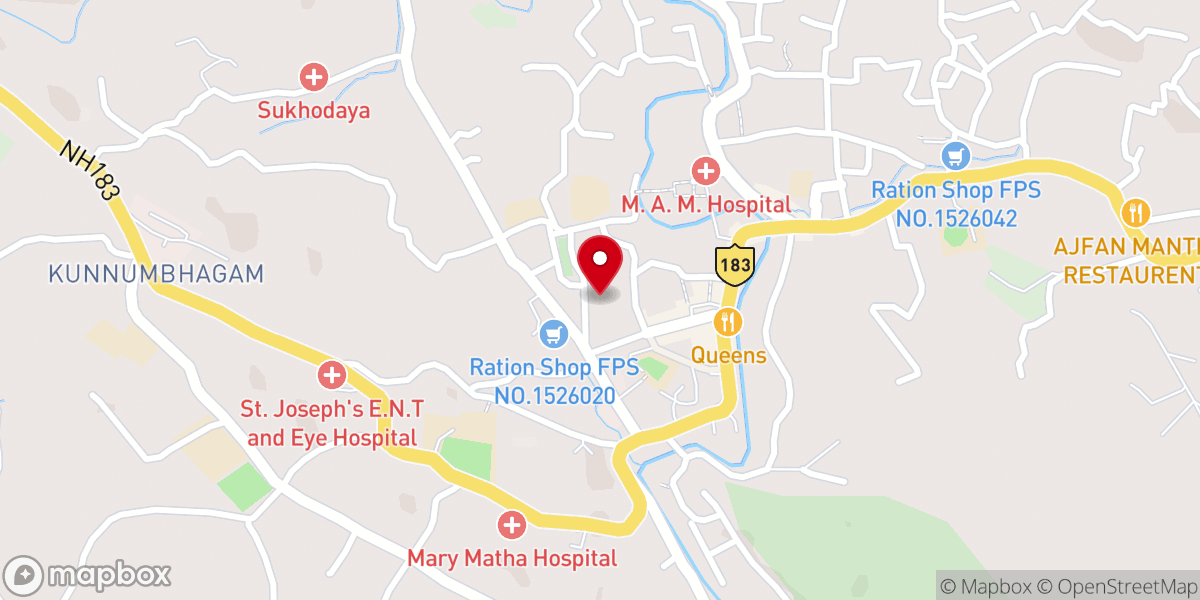 Map showing location of Pastoral Center Kanjirapally Diocese