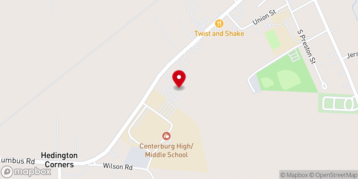 Map showing location of Centerburg Church of Christ