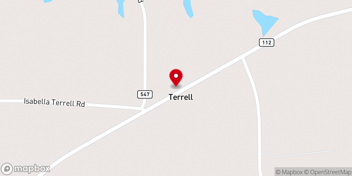 Map showing location of Terrell Baptist Church