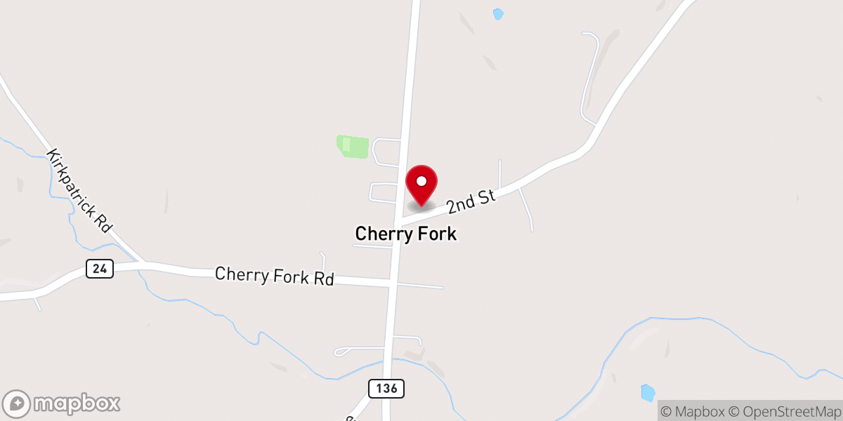Map showing location of Adams County Baptist Church