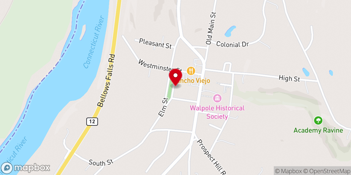 Map showing location of First Congregational Church