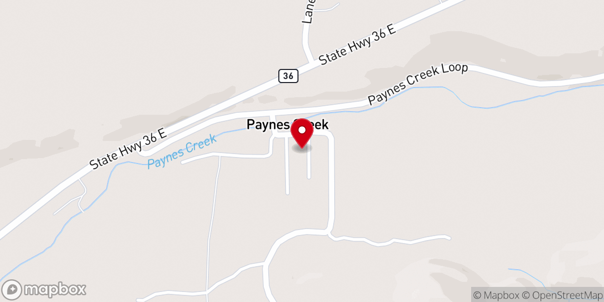 Map showing location of Paynes Creek