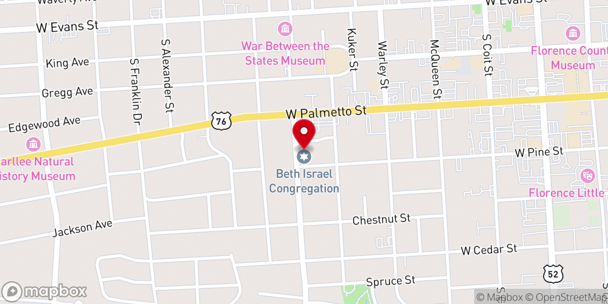 Map showing location of Israel Baptist Church
