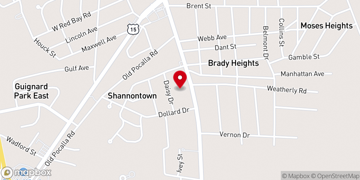 Map showing location of Southside Baptist Church
