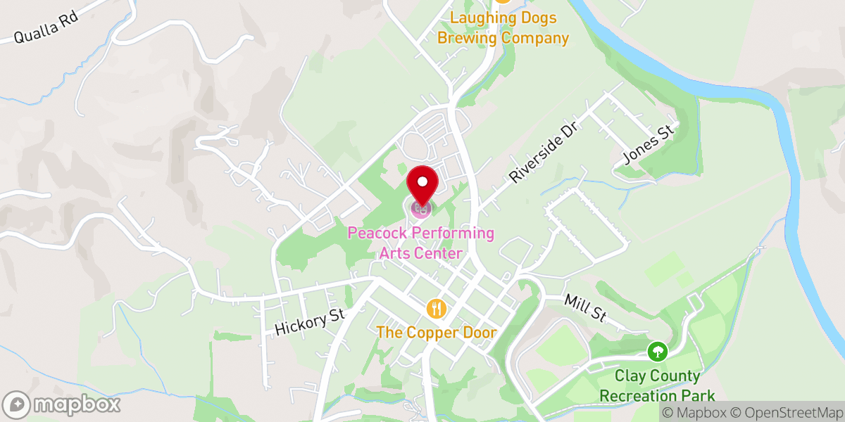 Map showing location of Peacock Performing Arts Center
