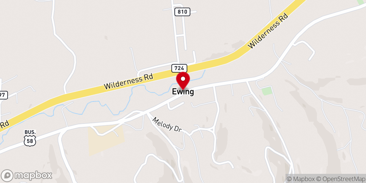 Map showing location of Ewing