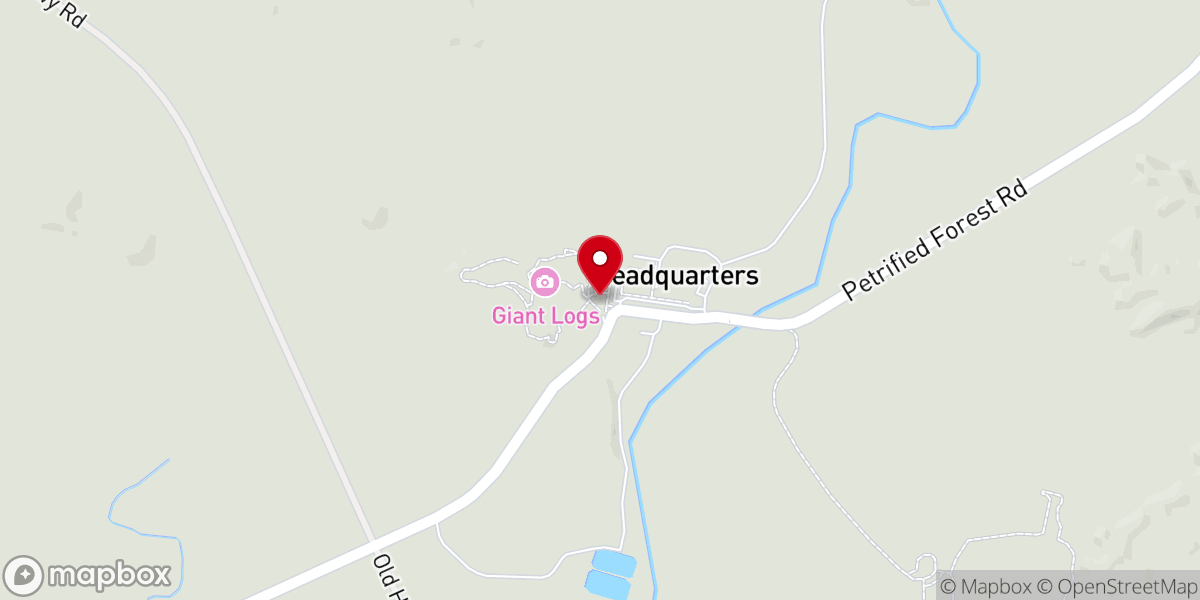 Map showing location of Rainbow Forest Museum and Visitor Center
