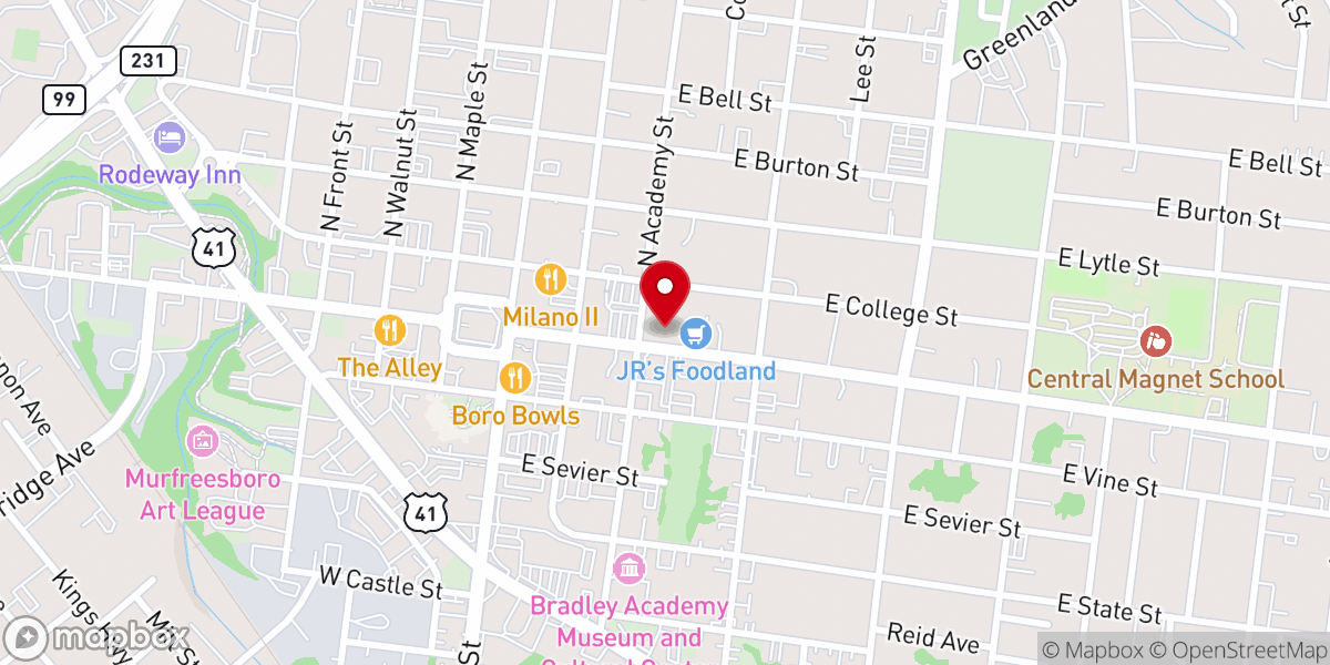 Map showing location of St. Paul's Episcopal Church