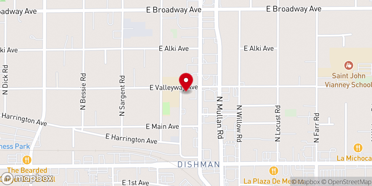 Map showing location of Dishman Baptist Church
