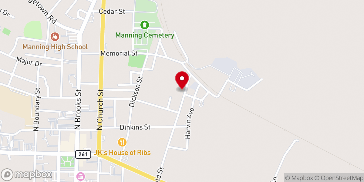 Map showing location of Clarendon Apostolic Healing Temple, Inc./P.O. Box 238, Manning, SC 29102