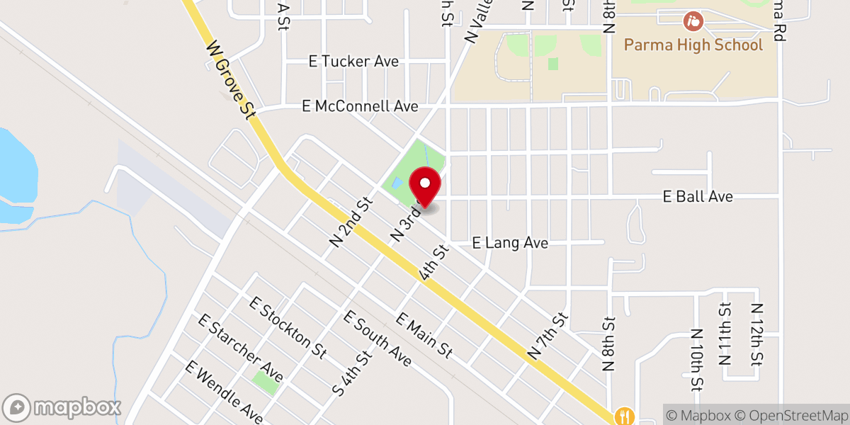 Map showing location of Kirkpatrick Memorial Community Church