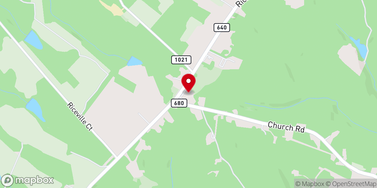Map showing location of Riceville Missionary Baptist Church