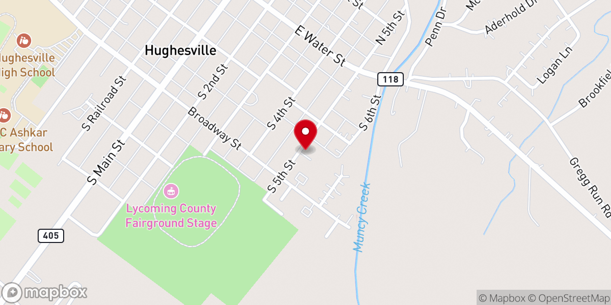 Map showing location of Hughesville Borough Hall
