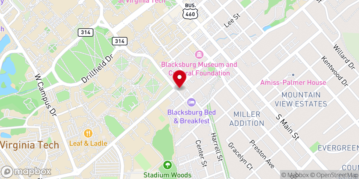 Map showing location of Baptist Student Center