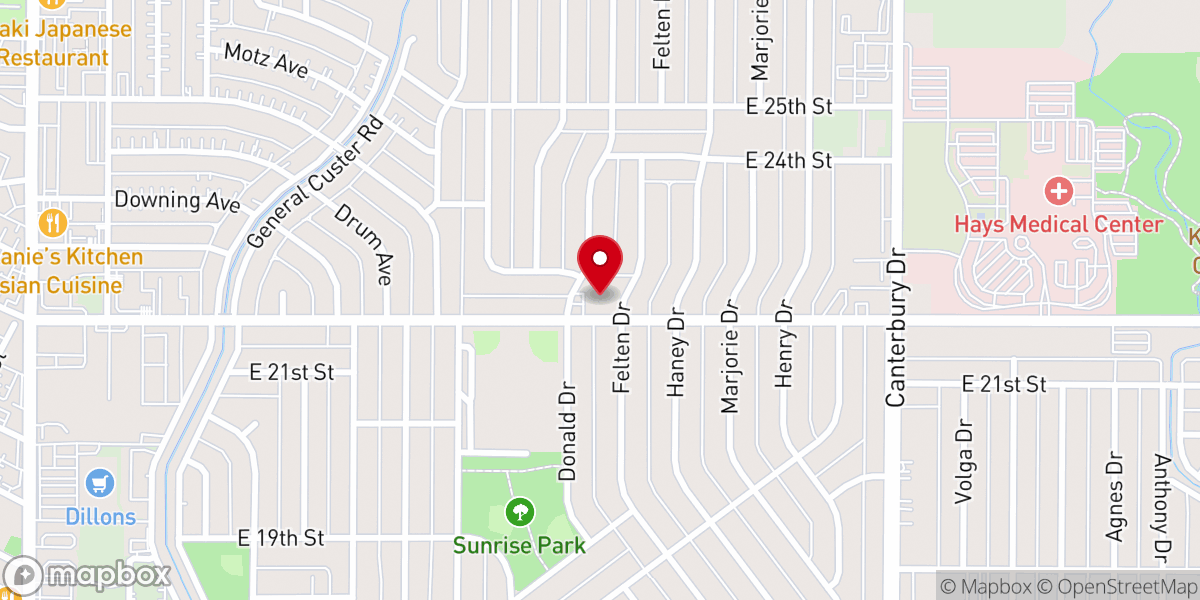 Map showing location of New Life Center Assembly of God