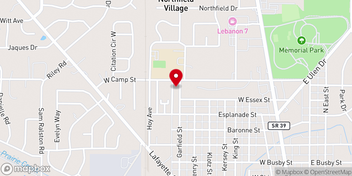 Map showing location of Lebanon First Church of the Nazarene