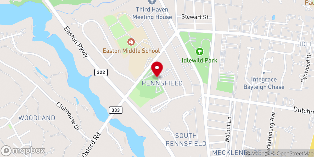 Map showing location of Eastpoint Church - Easton MD