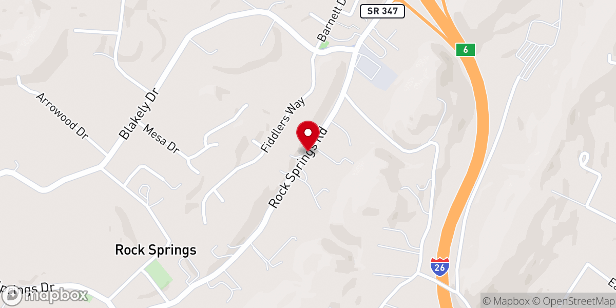 Map showing location of Rock Springs Baptist Church