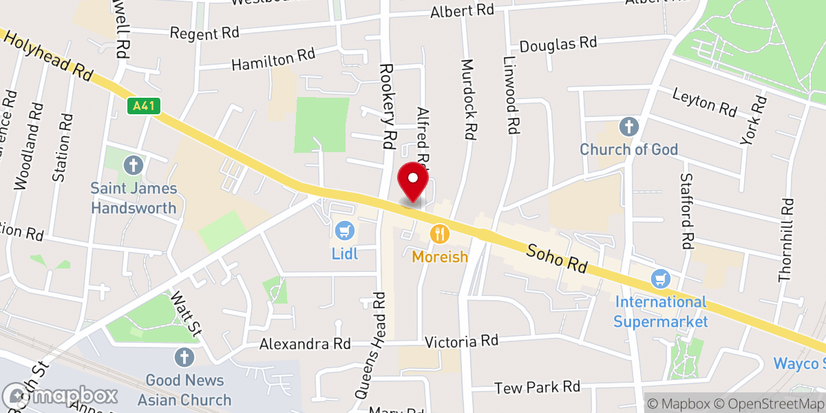 Map showing location of Cannon Street Memorial Baptist Church
